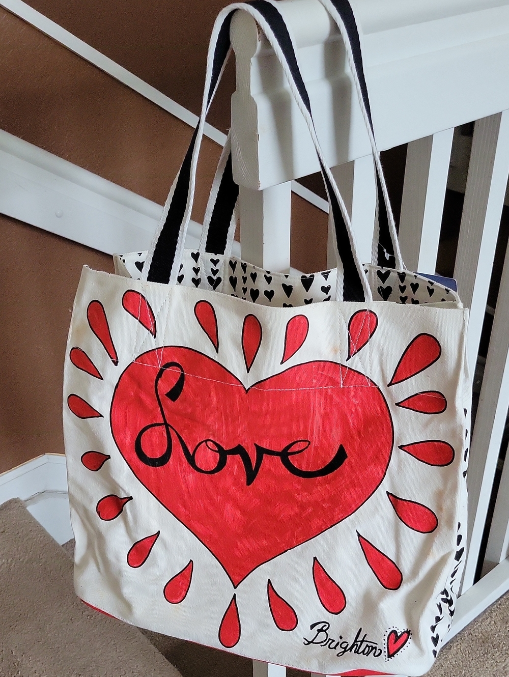NWT Brighton "On the Wings of Doves" Hearts, Birds & Love Canvas Handbag Tote